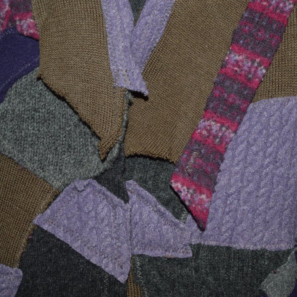 Funky Patchwork Sweater Vest Medium - image 3